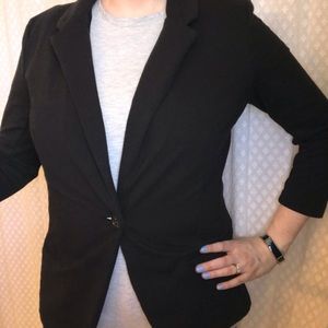 Black jersey knit blazer w/ pockets
